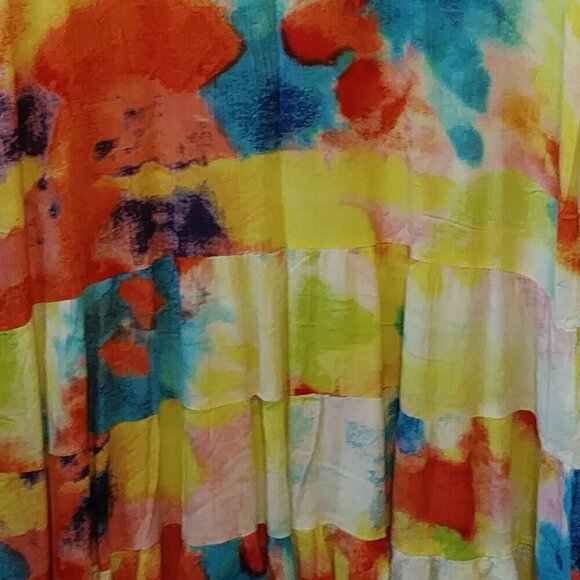 🌈 Sand Spirit Tie-Dye Beach Cover-Up | Boho Ruffle Rayon Dress | size XL - Picture 8 of 9